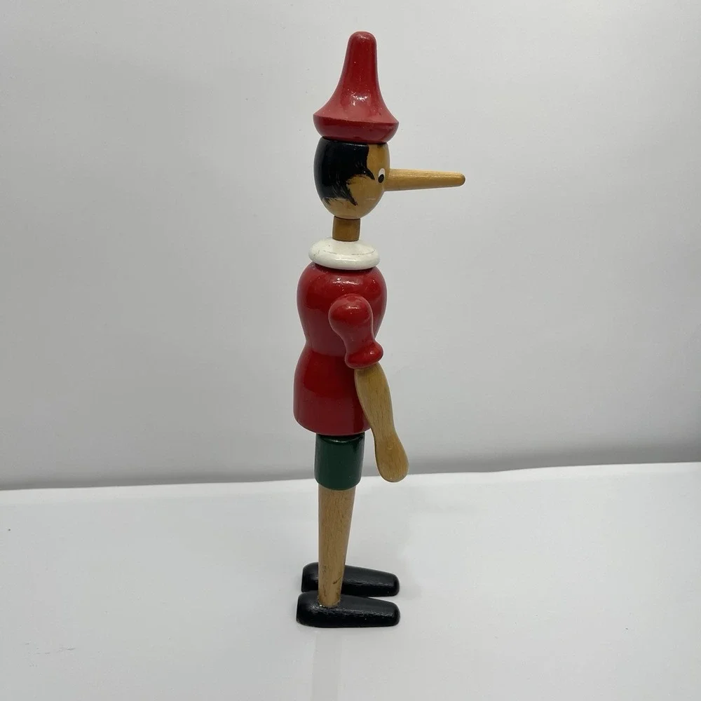 VTG Wooden Pinocchio Puppet Statue Doll Articulated Jointed Poseable Italy‎ 12